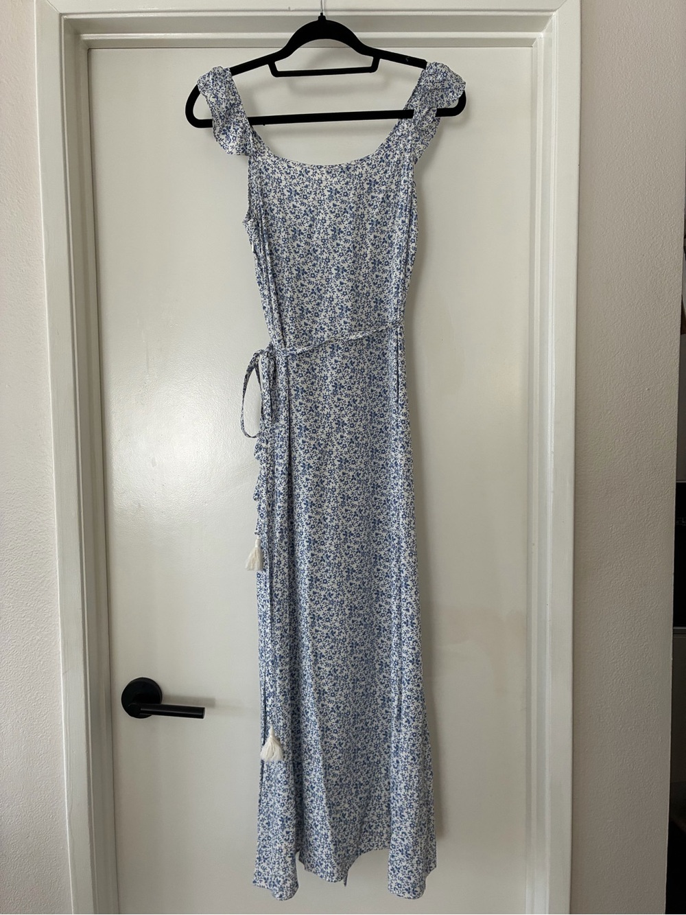Madewell Light Blue Floral Maxi Dress with Tie